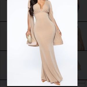 Maxi bodycon Tan dress from fashion nova